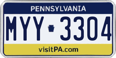 PA license plate MYY3304