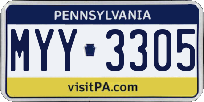 PA license plate MYY3305
