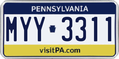 PA license plate MYY3311