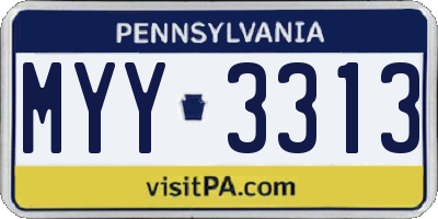 PA license plate MYY3313