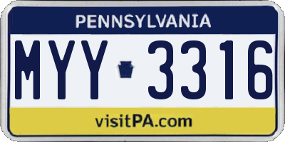 PA license plate MYY3316