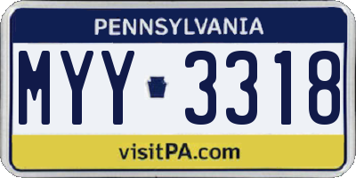 PA license plate MYY3318