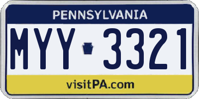PA license plate MYY3321