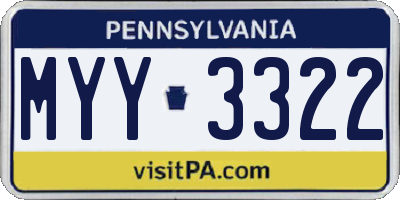 PA license plate MYY3322