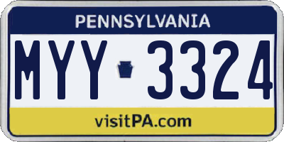 PA license plate MYY3324