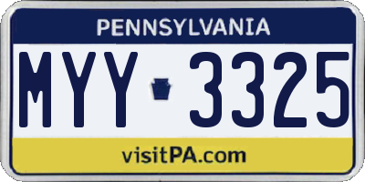 PA license plate MYY3325