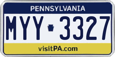 PA license plate MYY3327