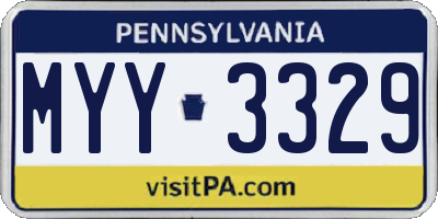 PA license plate MYY3329