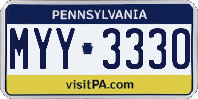 PA license plate MYY3330