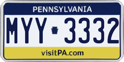 PA license plate MYY3332