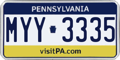 PA license plate MYY3335