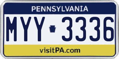 PA license plate MYY3336