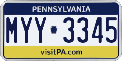 PA license plate MYY3345