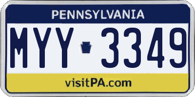 PA license plate MYY3349