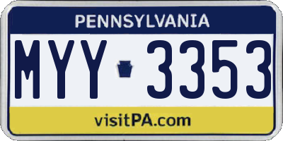 PA license plate MYY3353