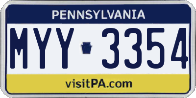 PA license plate MYY3354