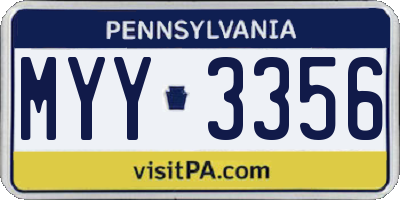 PA license plate MYY3356