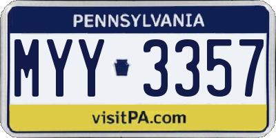 PA license plate MYY3357