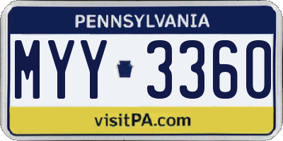 PA license plate MYY3360