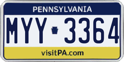 PA license plate MYY3364