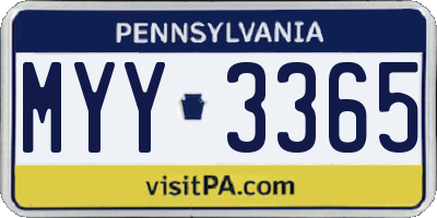 PA license plate MYY3365