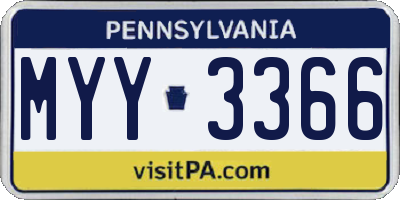 PA license plate MYY3366
