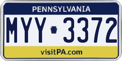PA license plate MYY3372