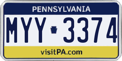 PA license plate MYY3374