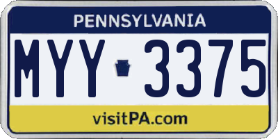 PA license plate MYY3375