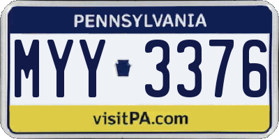 PA license plate MYY3376