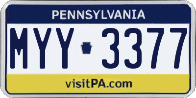 PA license plate MYY3377