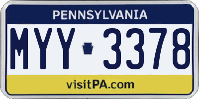 PA license plate MYY3378