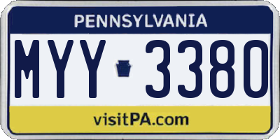 PA license plate MYY3380