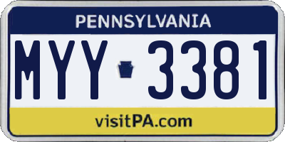 PA license plate MYY3381