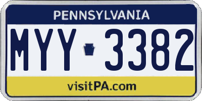 PA license plate MYY3382