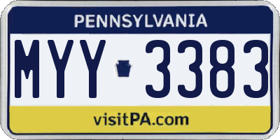 PA license plate MYY3383