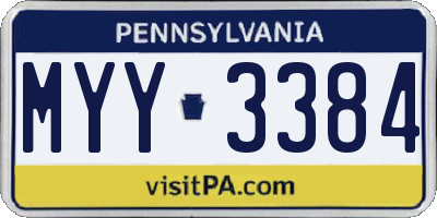 PA license plate MYY3384