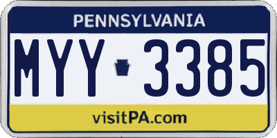 PA license plate MYY3385