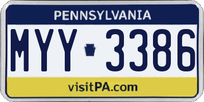 PA license plate MYY3386