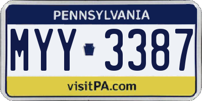 PA license plate MYY3387