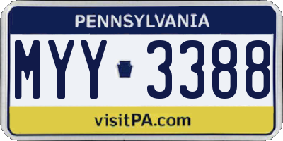 PA license plate MYY3388