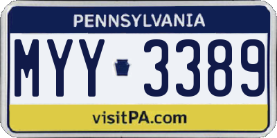 PA license plate MYY3389