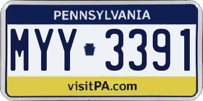 PA license plate MYY3391