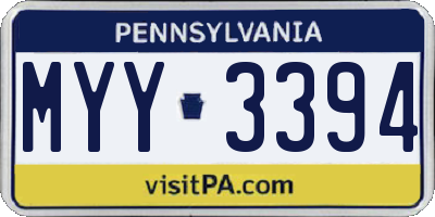 PA license plate MYY3394