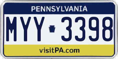 PA license plate MYY3398