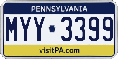 PA license plate MYY3399