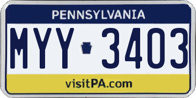 PA license plate MYY3403