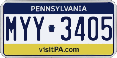 PA license plate MYY3405