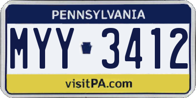PA license plate MYY3412