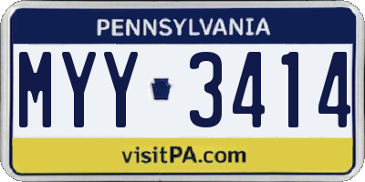 PA license plate MYY3414